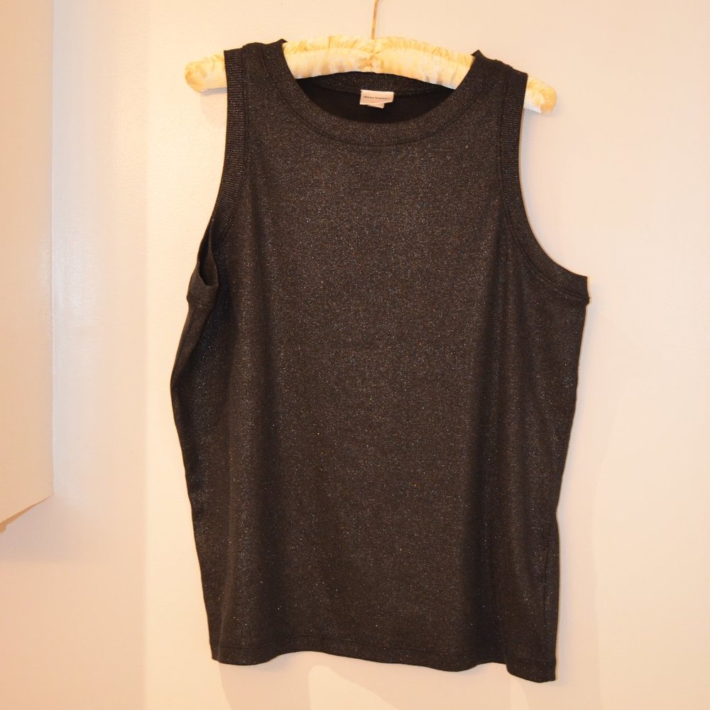 ISAAC MIZRAHI FOR TARGET BLK METALLIC TANK, Sz XXL